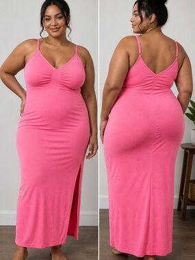 YITTY Hot Pink Maxi Dress with Side Slit